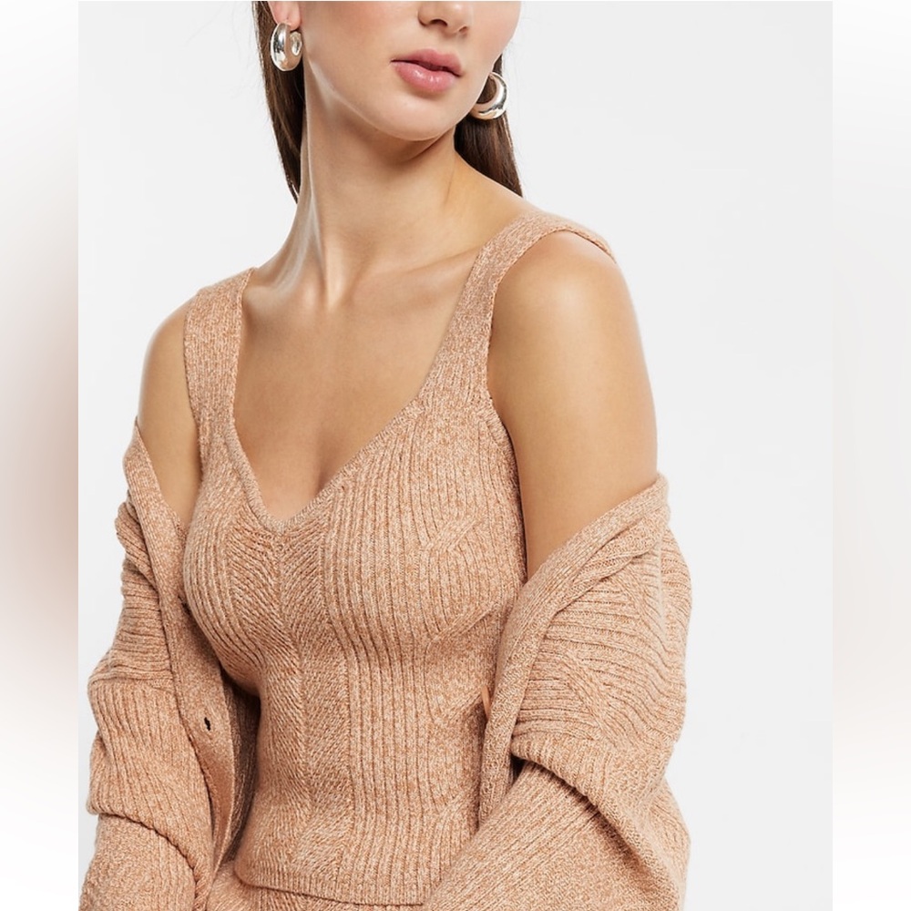 Express Cable Knit V-Neck Sweater Tank